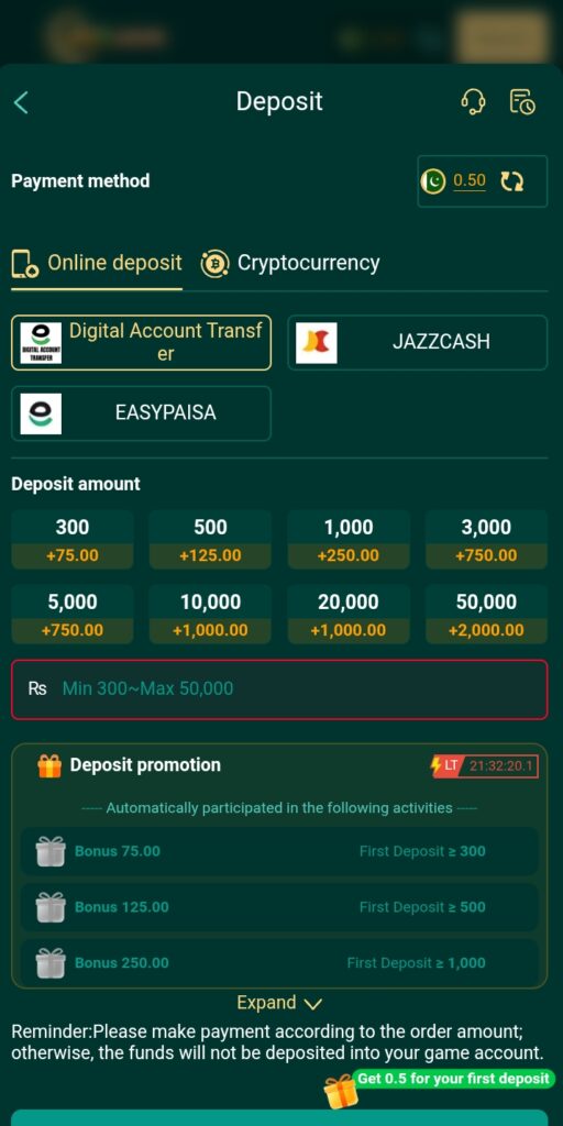 2go game deposit